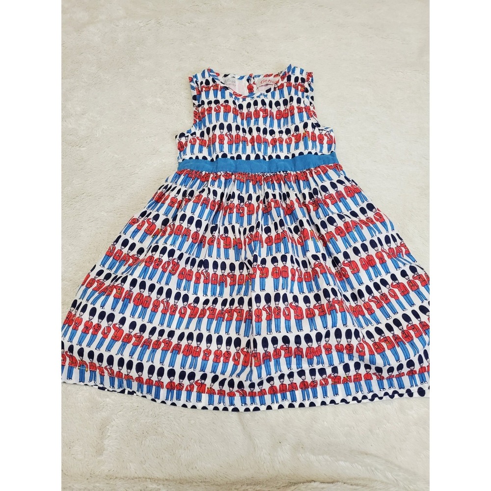 Cath Kidston White Blue Red  London Royal Guard Dress Girl 2 3 Kidcore Casual